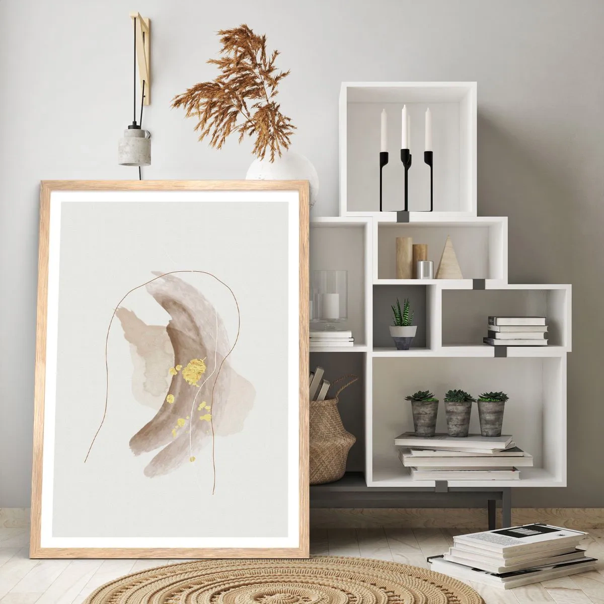 Een poster in een licht eiken lijst - Ontmoet in de ruimte - 70x100 cm