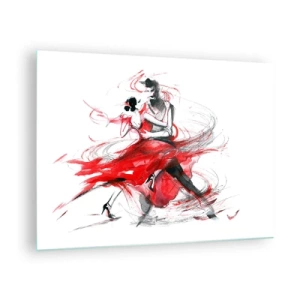 Schilderen op glas - Een paar dansers in een dynamische aquareldans - 70x50cm - Tango - het ritme van passie - Moderne wanddecoratie voor woonkamer en slaapkamer ARTTOR