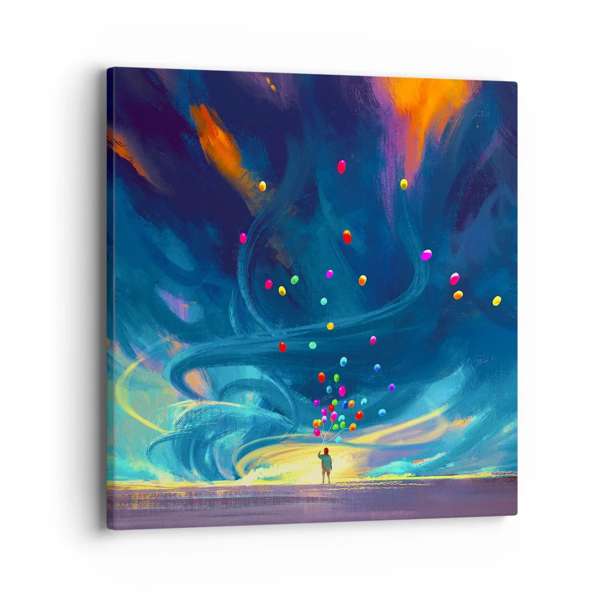 Schilderen op canvas - Naar de blauwe wind - 40x40 cm