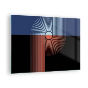 Schilderen op glas - Moderne geometrische afbeeldingen in contrasterende kleuren - 70x50cm - In een geometrische omhelzing - Moderne wanddecoratie voor woonkamer en slaapkamer ARTTOR