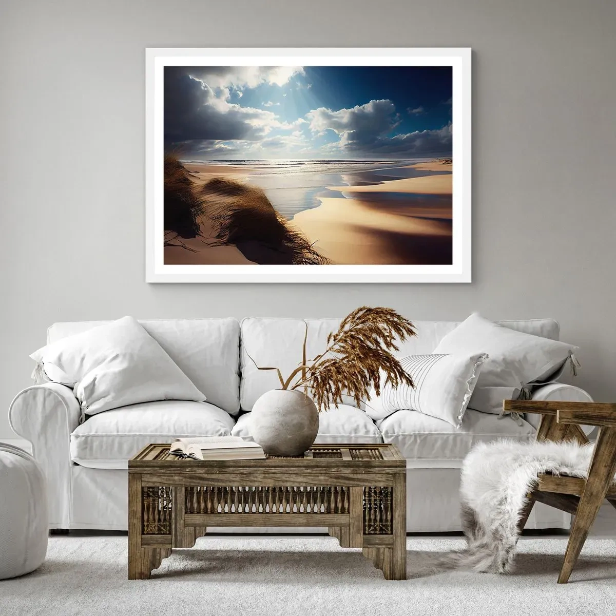 Poster in een witte lijst - Strand, wild strand - 70x50 cm