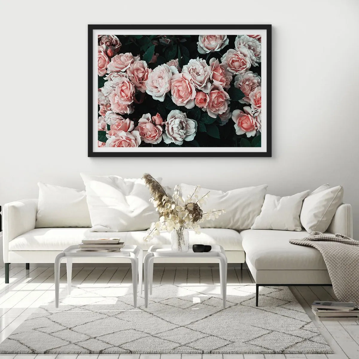 Poster in een zwarte lijst - Rozen ensemble - 91x61 cm