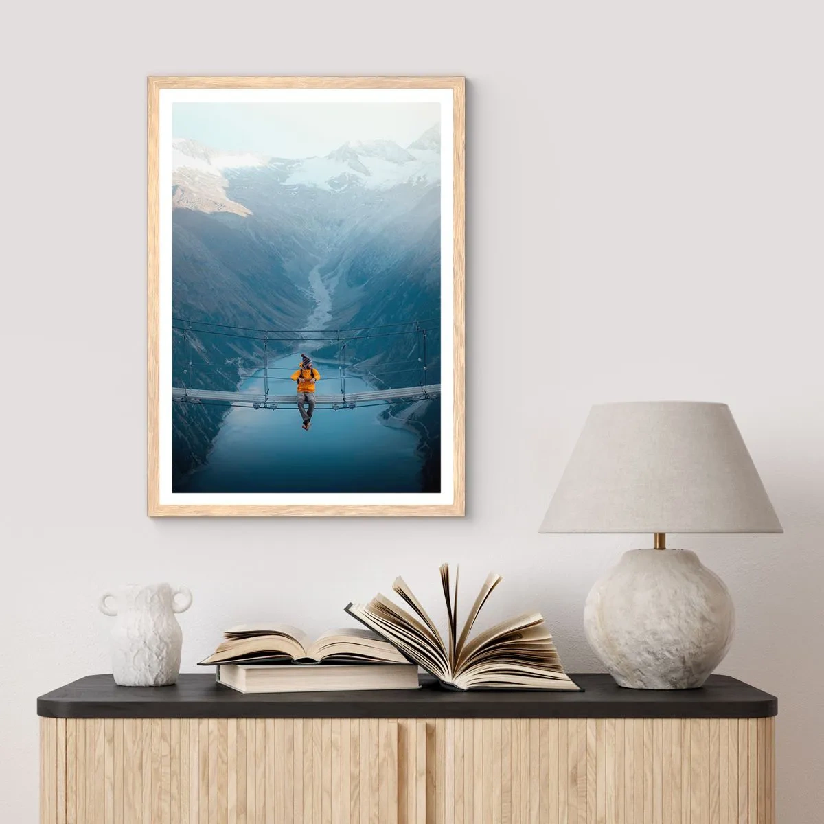 Een poster in een licht eiken lijst - Blij in het ongewisse - 70x100 cm