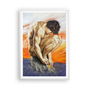 Poster in een witte lijst - Ondergedompeld in zichzelf - 70x100 cm