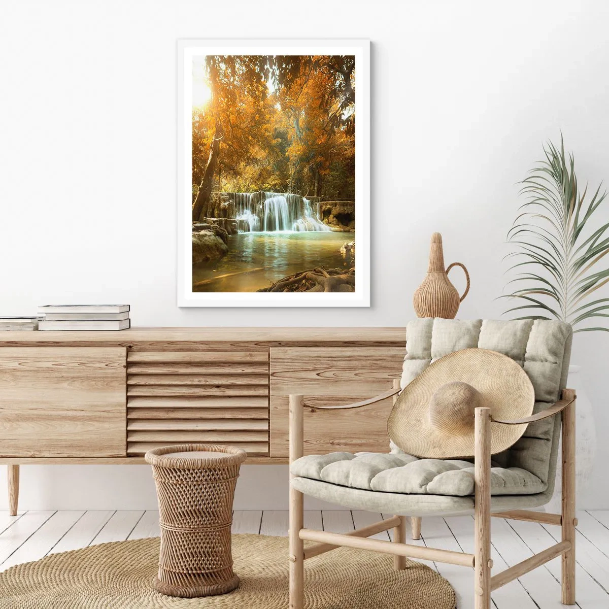 Poster in een witte lijst - Park cascade - 61x91 cm