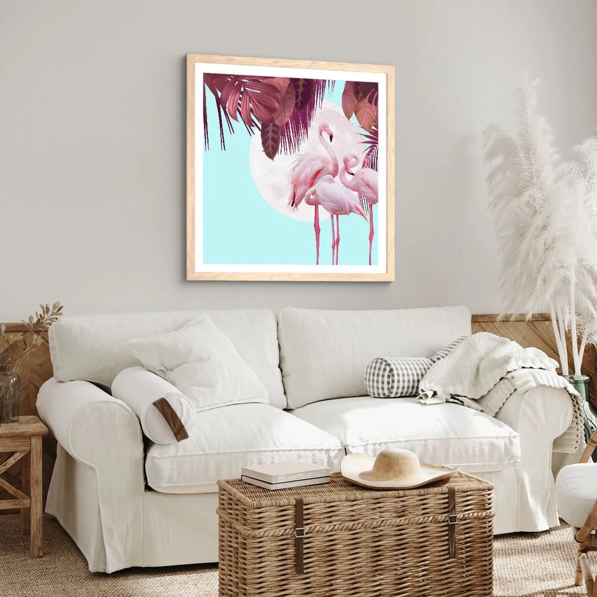 Een poster in een licht eiken lijst - Drie vogel genaden - 40x40 cm
