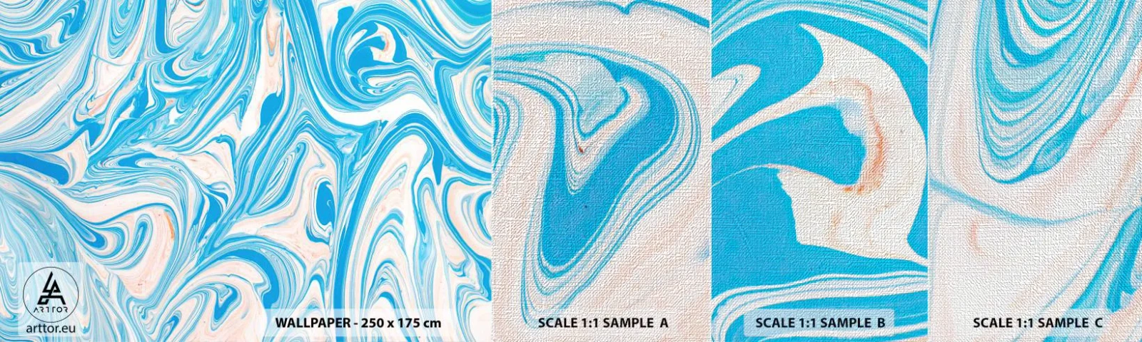 Fotobehang Monster Premium Canvas - Moeras in turkoois - Abstractie, Deel, Modern patroon - 100x30 cm