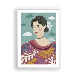 Poster in een witte lijst - Met melancholie in de ogen - 50x70 cm