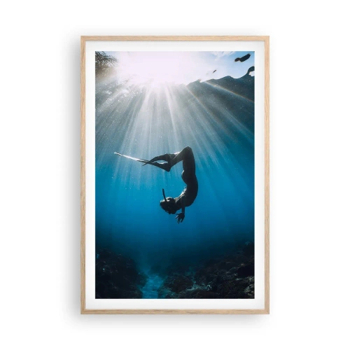 Een poster in een licht eiken lijst - onderwaterdans - 61x91 cm
