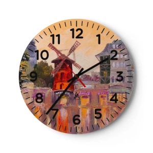 Wandklok - Klok - Parijse iconen – Moulin Rouge - 40x40 cm