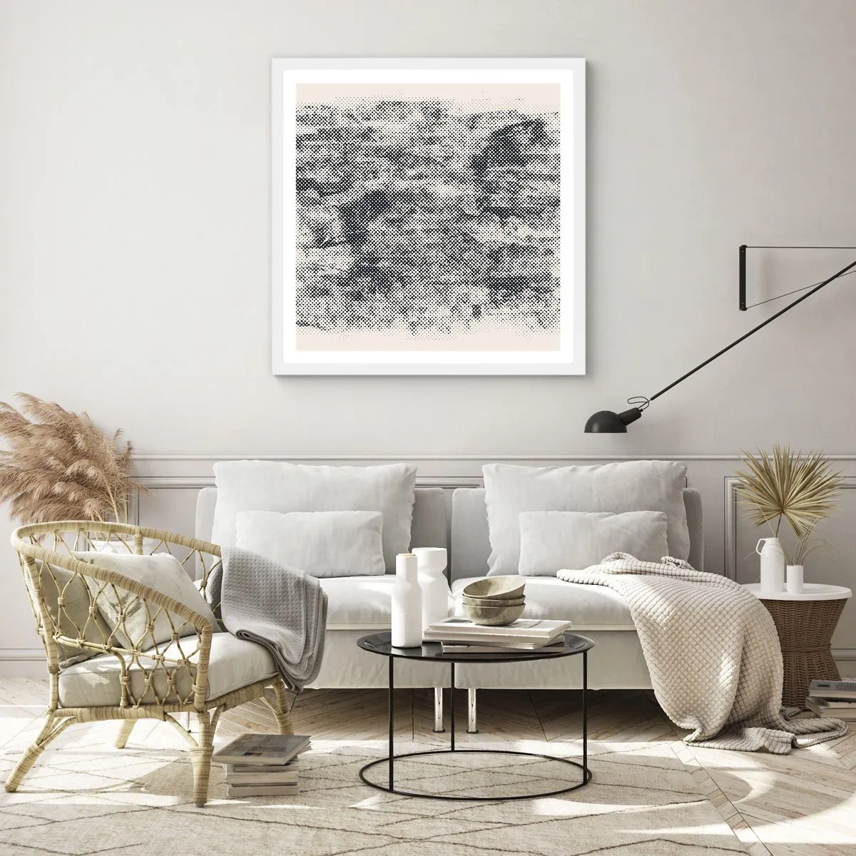 Poster in een witte lijst - Mistige compositie - 60x60 cm