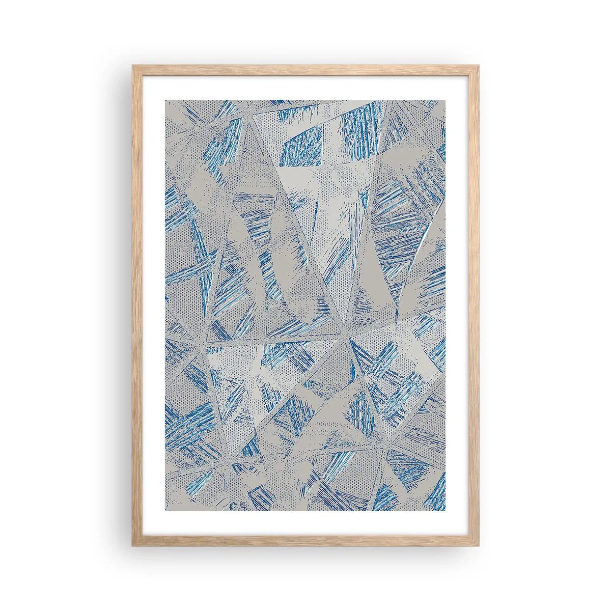 Een poster in een licht eiken lijst - In een blauwgrijs labyrint - 50x70 cm