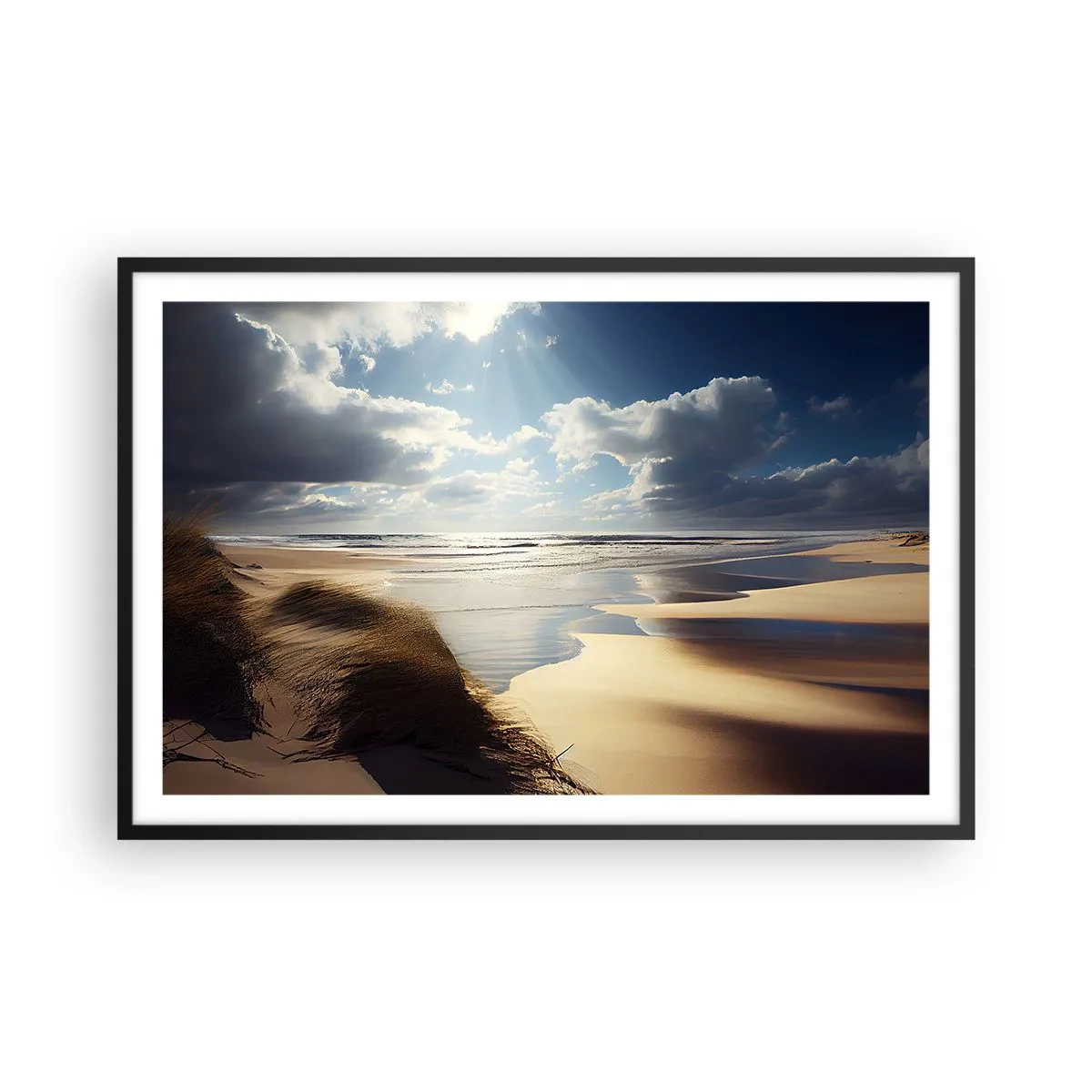 Poster in een zwarte lijst - Strand, wild strand - 91x61 cm