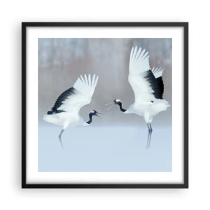 Poster in een zwarte lijst - Dans in de mist - 50x50 cm