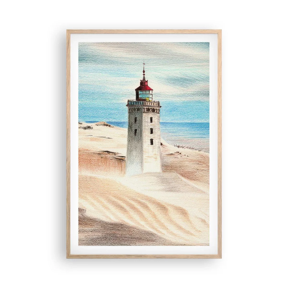 Een poster in een licht eiken lijst - Altijd staren naar de zee - 61x91 cm