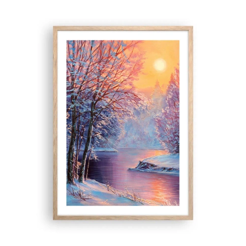Een poster in een licht eiken lijst - De kleuren van de winter - 50x70 cm
