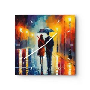 Wandklok - Klok - Samen – een kleurrijke nacht - 40x40 cm