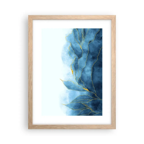 Een poster in een licht eiken lijst - Blauw in goud - 30x40 cm