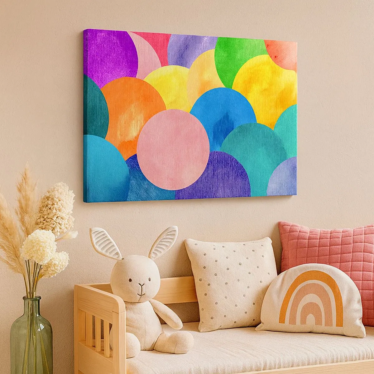 Schilderen op canvas - Kleurrijke cirkels in aquarelstijl - 70x50cm - De oorspronkelijke volheid van het leven - Moderne wanddecoratie voor woonkamer en slaapkamer ARTTOR