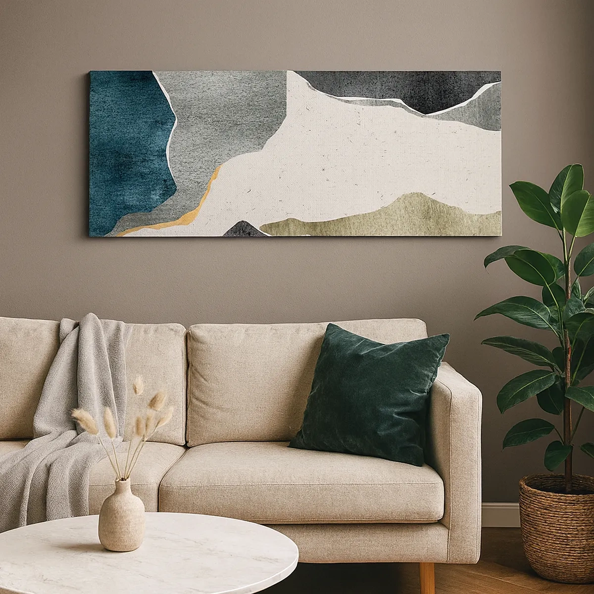 Schilderen op canvas - Mozaïekcompositie met gouddraad - 30x30 cm