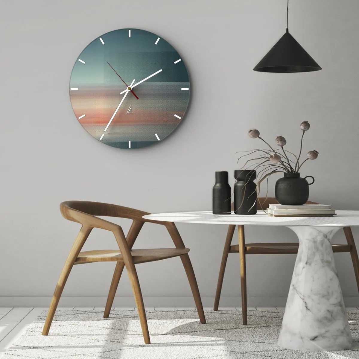 Wandklok - Klok - Abstractie: golven van licht - 40x40 cm
