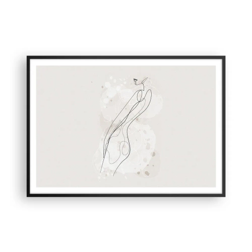 Poster in een zwarte lijst - De blik dwaalt af - 100x70 cm