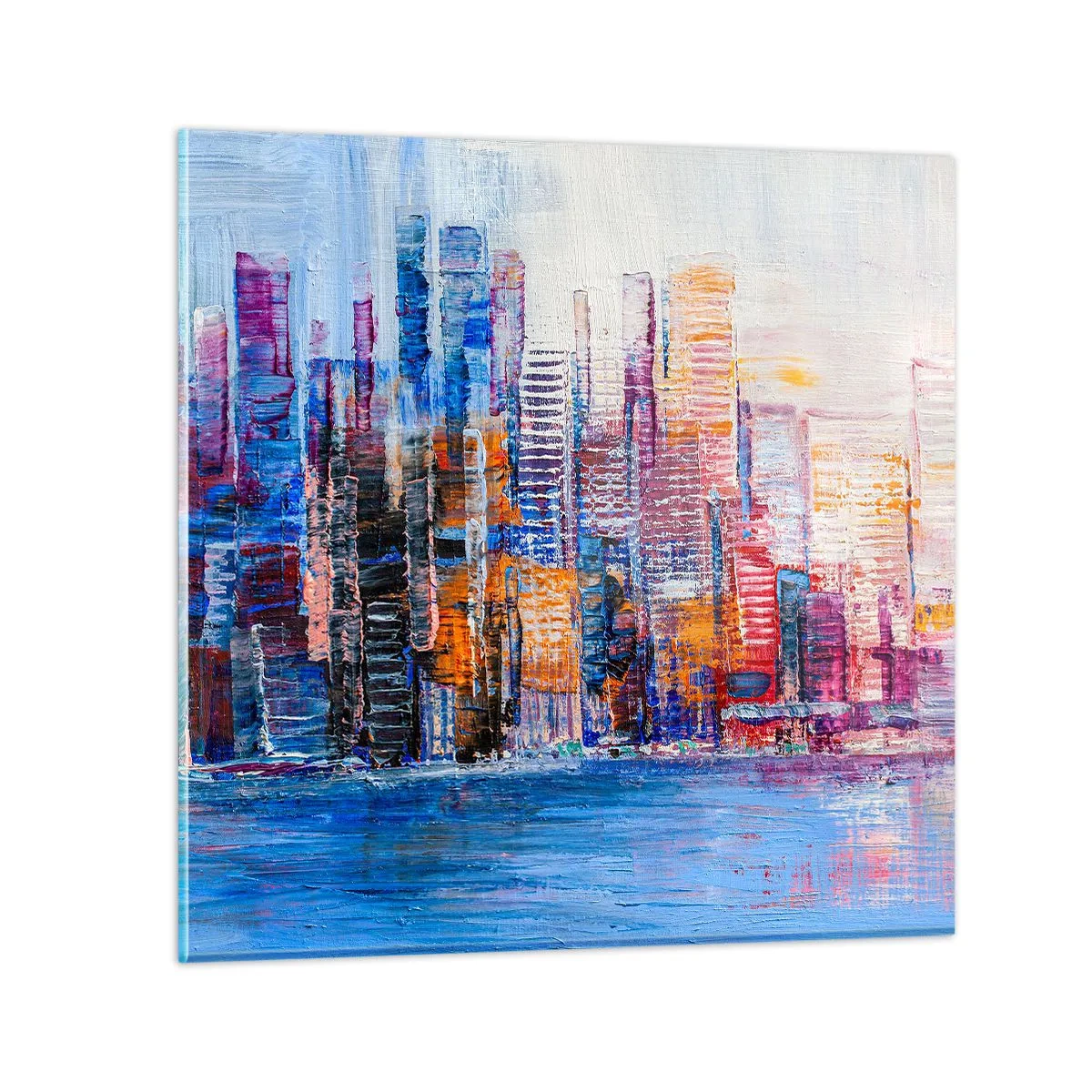Schilderen op glas - Een vrolijke metropool - 50x50 cm