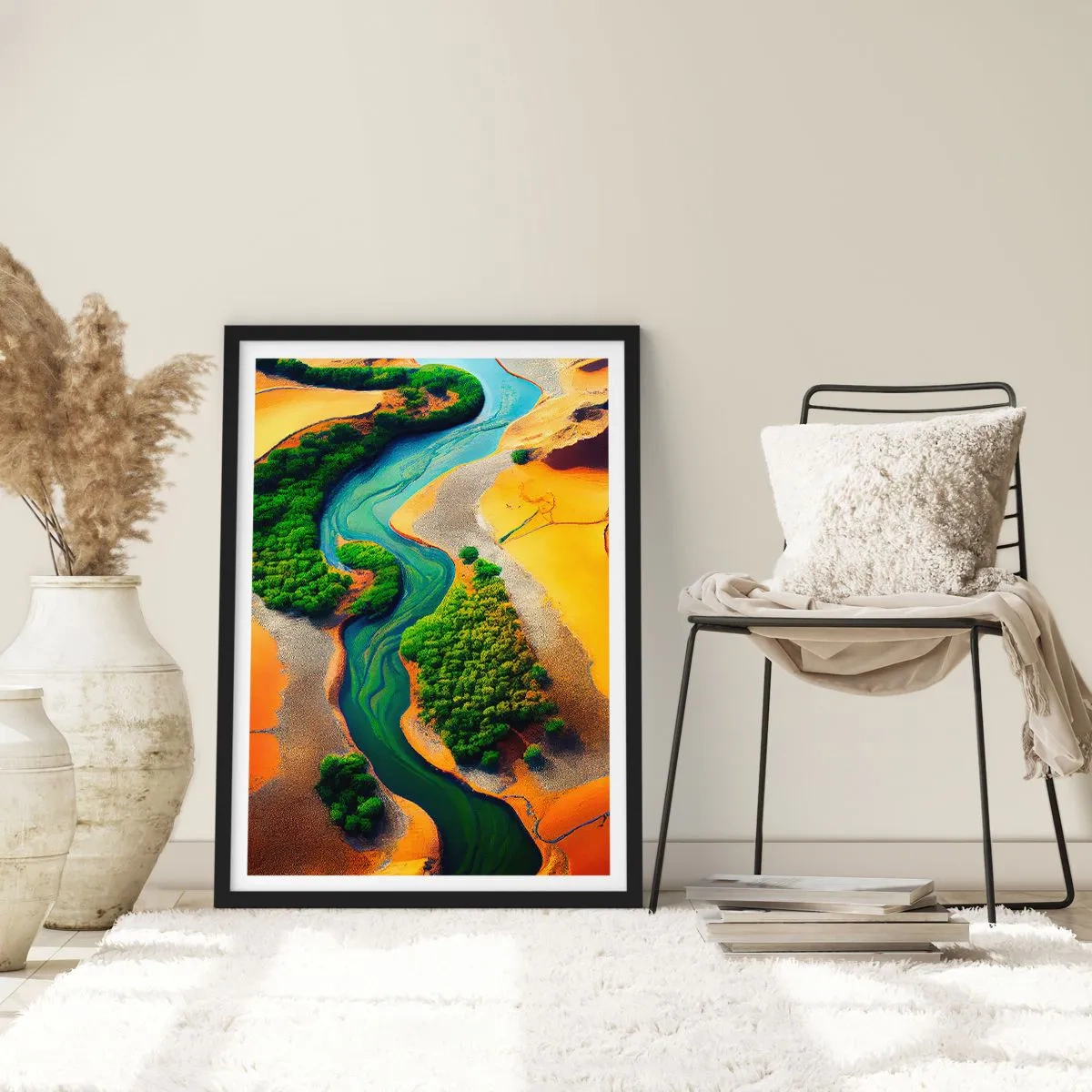 Poster in een zwarte lijst - Levengevende rivier - 70x100 cm