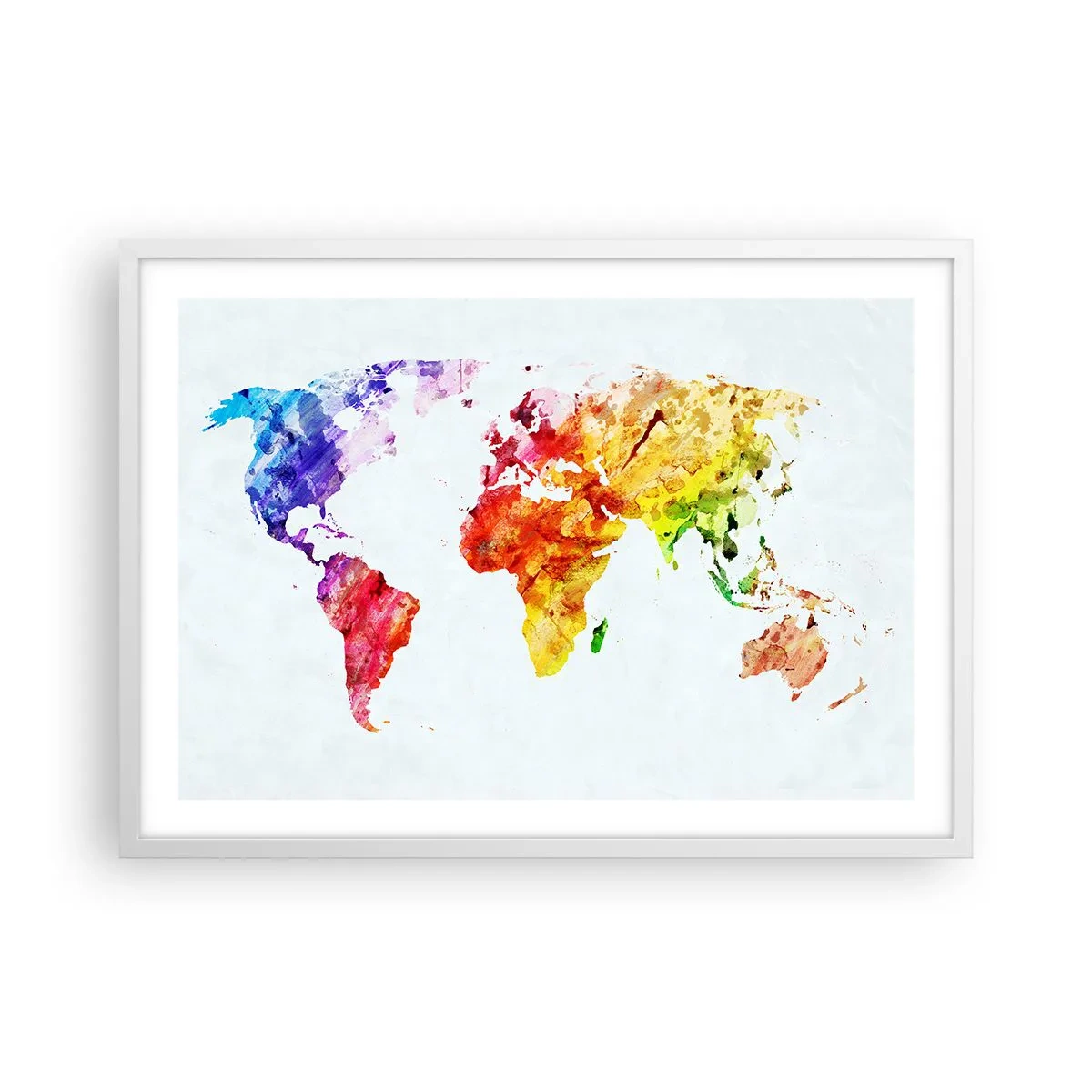Poster in een witte lijst - Alle kleuren van de wereld - 70x50 cm