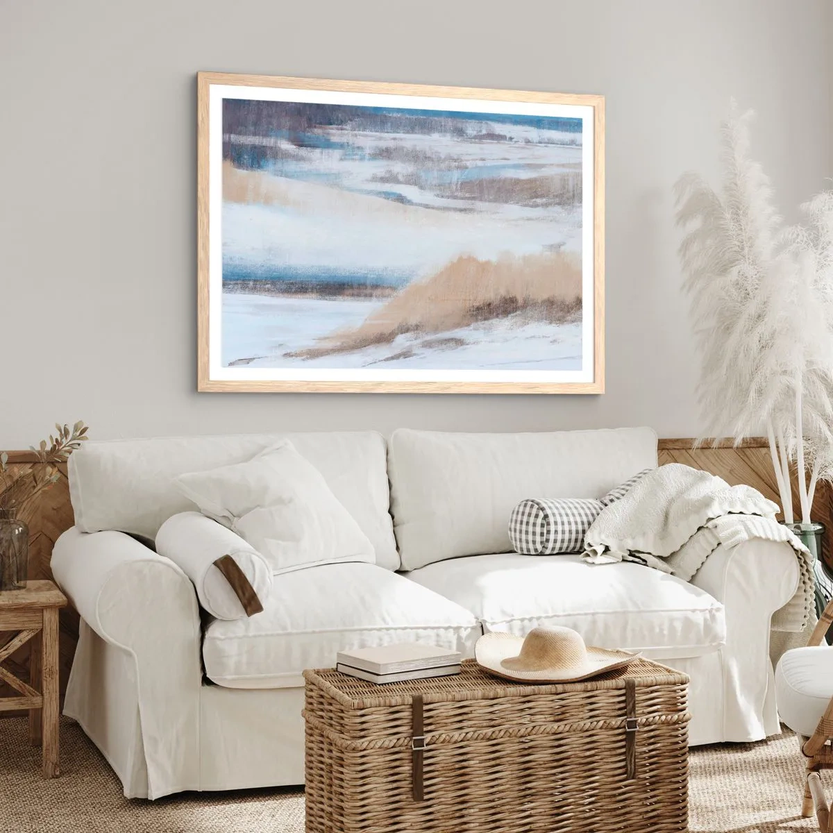 Een poster in een licht eiken lijst - Winterse compositie - 91x61 cm