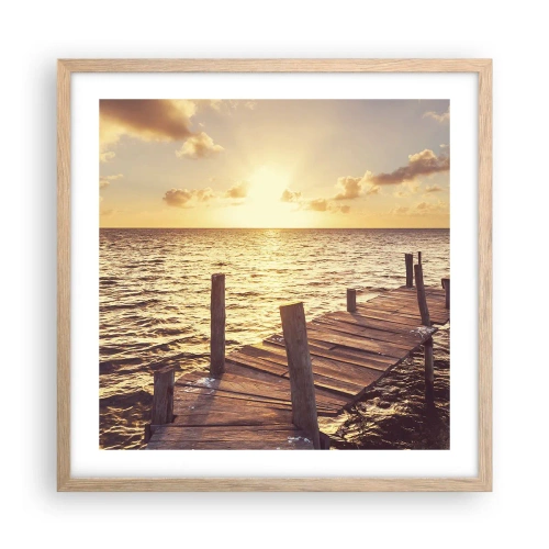 Een poster in een licht eiken lijst - Het gouden land van zachtheid - 50x50 cm