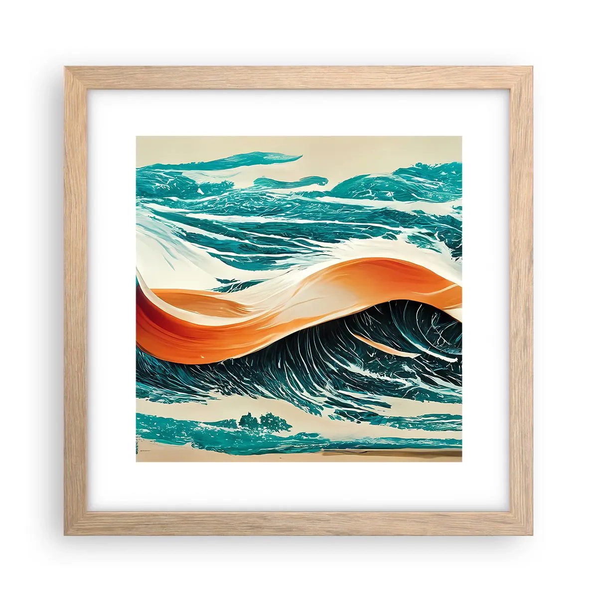 Een poster in een licht eiken lijst - De droom van elke surfer - 30x30 cm