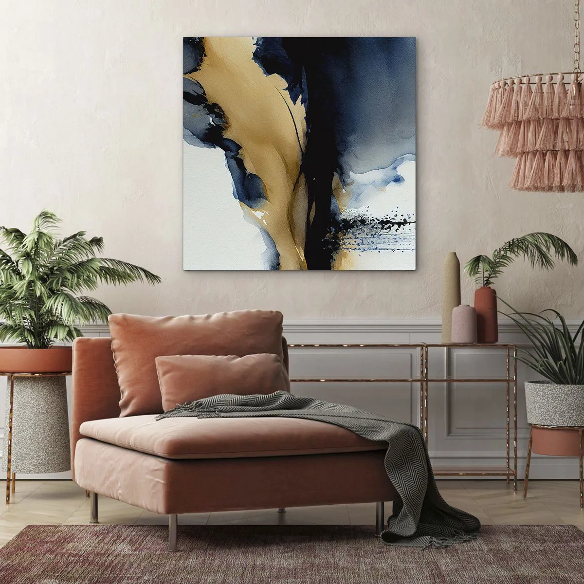 Schilderen op canvas - Achter het gordijn - 50x50 cm