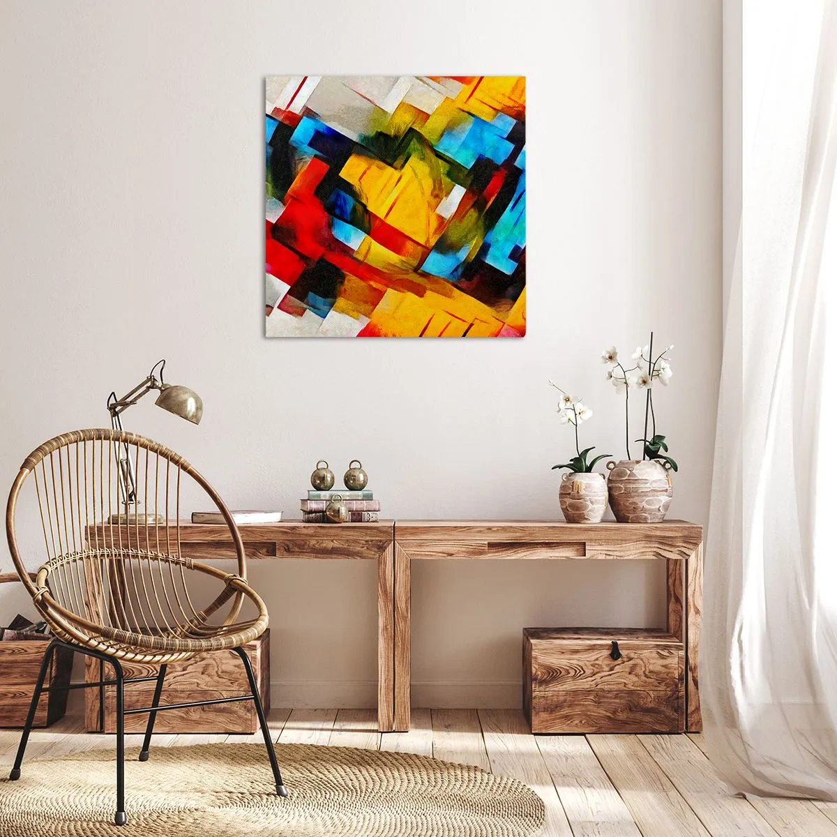 Schilderen op canvas - Een veelkleurig lagen koekje - 70x70 cm