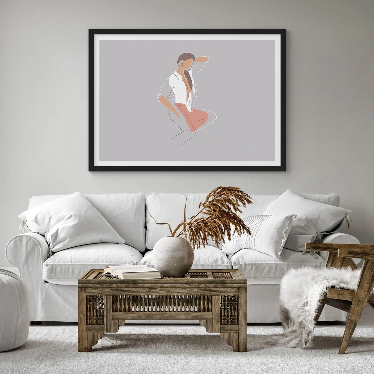 Poster in een zwarte lijst - Omtrek van gracieusheid - 70x50 cm