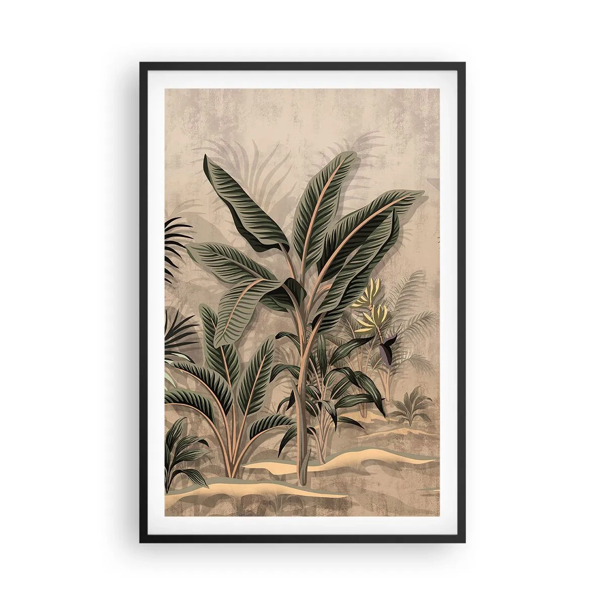 Poster in een zwarte lijst - Een gravure in koloniale stijl - 61x91 cm