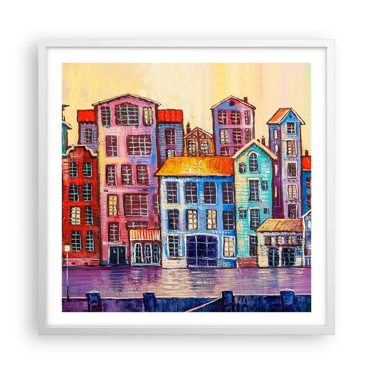 Poster in een witte lijst - Een stad als uit een sprookje - 60x60 cm