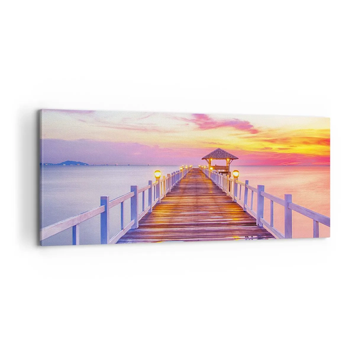 Schilderen op canvas - De lila-gouden stilte van de avond - 100x40 cm