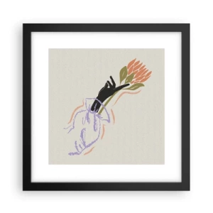 Poster in een zwarte lijst - Zusterlijke aanraking - 30x30 cm