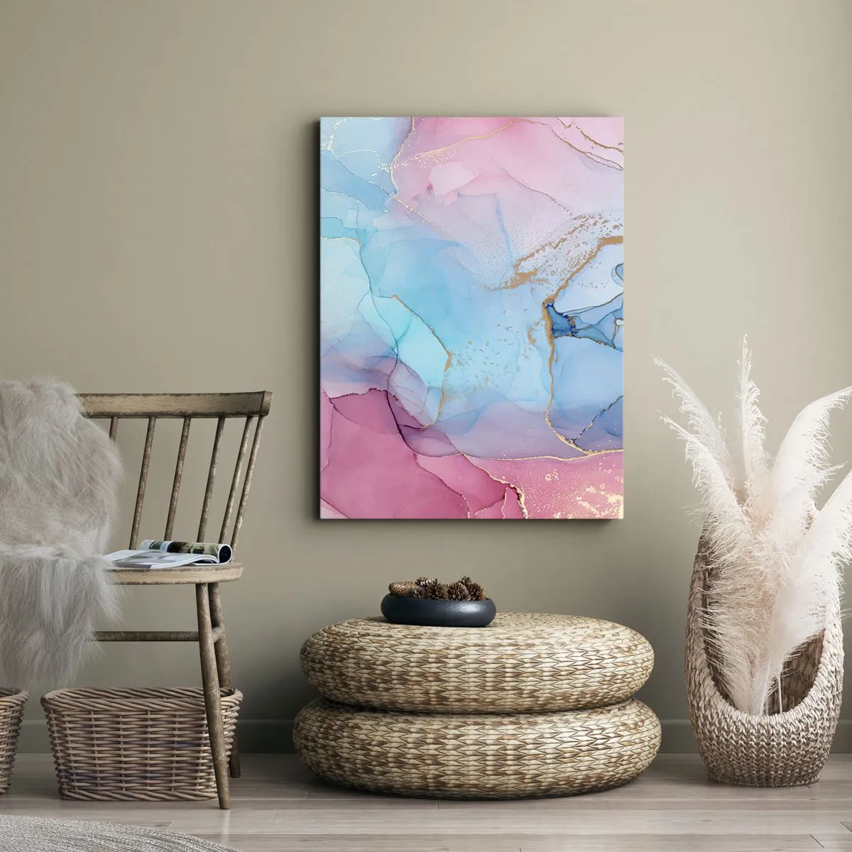 Schilderen op canvas - Ontmoeting en interpenetratie - 65x120 cm