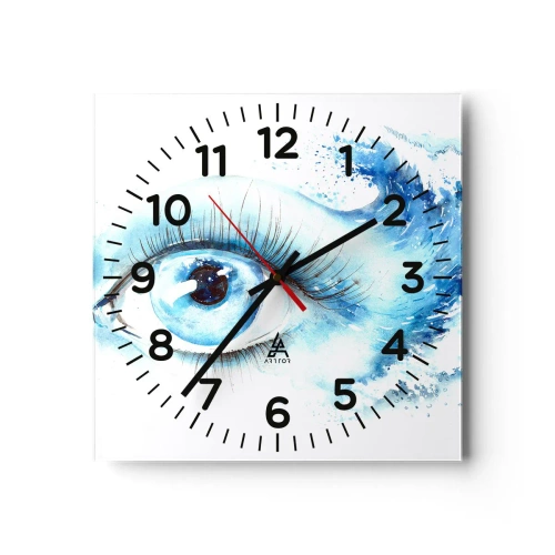 Wandklok - Klok - Dompel jezelf onder in het blauw van de blik - 30x30 cm