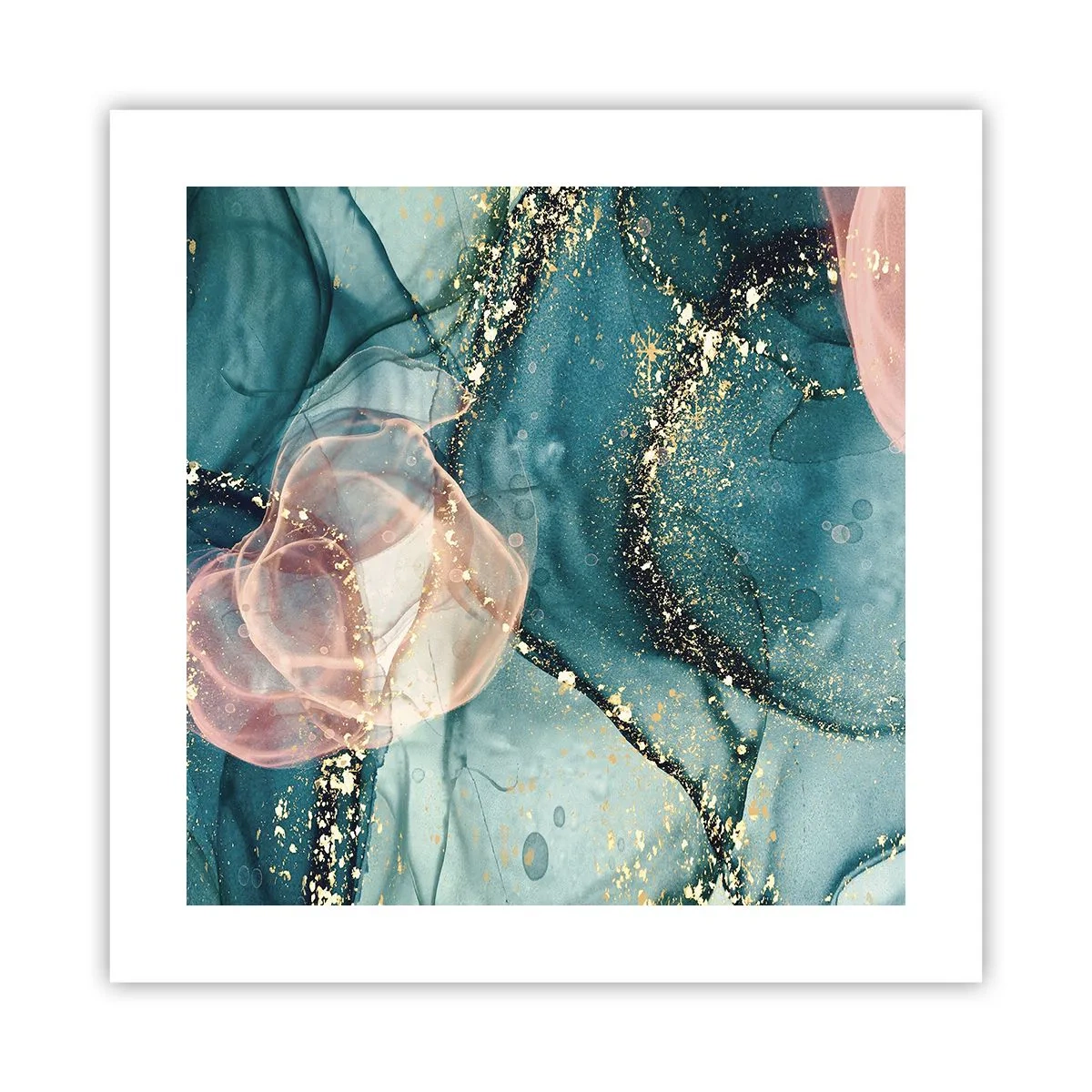 Poster - Zijdeblauw, tule roze - 40x40 cm