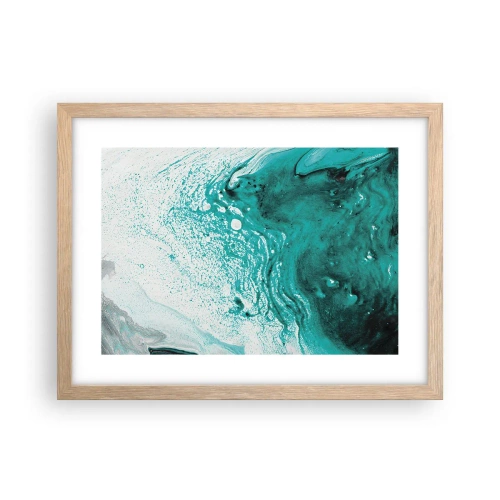 Een poster in een licht eiken lijst - Versmelten in wit en turkoois - 40x30 cm