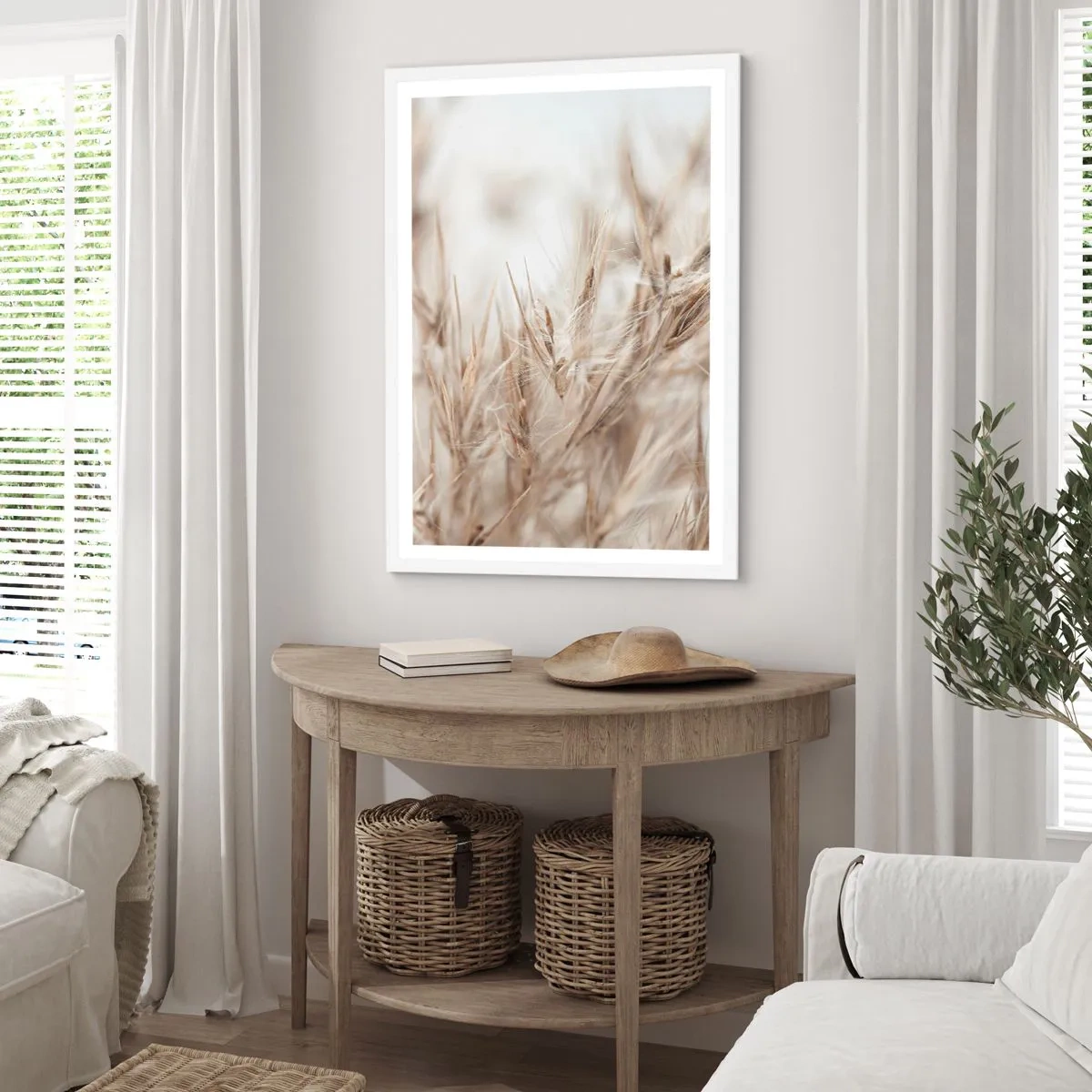 Poster in een witte lijst - Weide en wind - 70x100 cm
