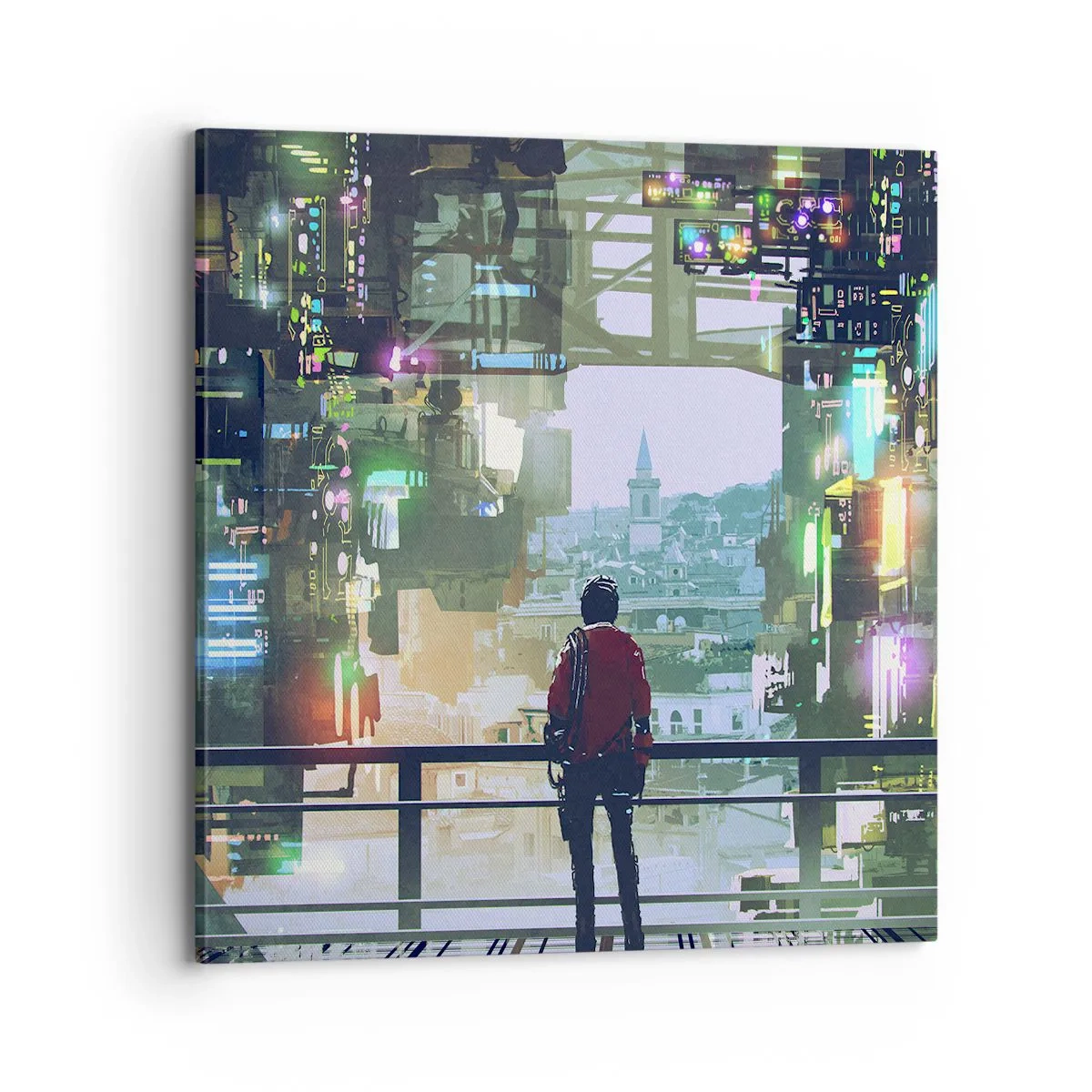 Schilderen op canvas - Twee werelden - 70x70 cm