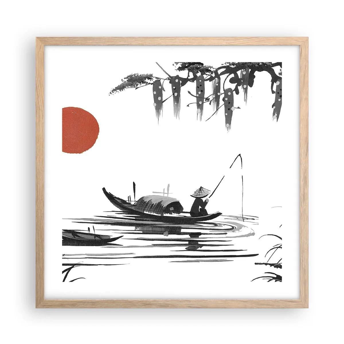 Een poster in een licht eiken lijst - Aziatische middag - 50x50 cm