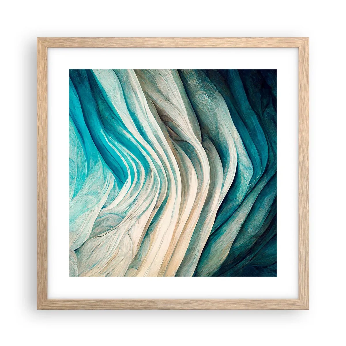 Een poster in een licht eiken lijst - Blauwe onverzadigbaarheid - 40x40 cm