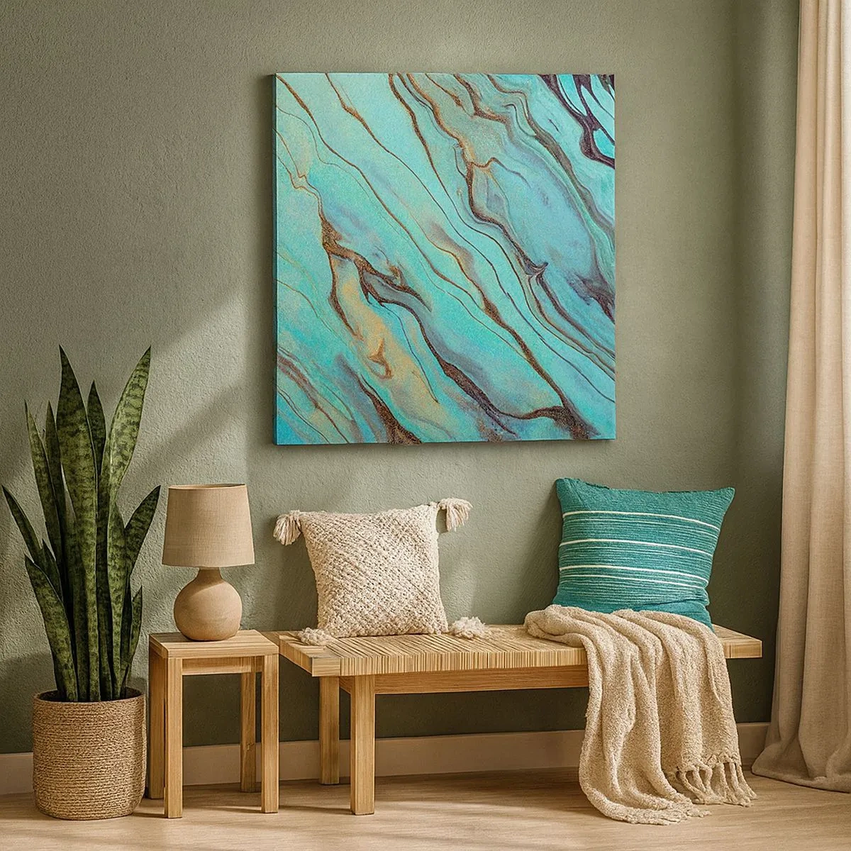 Schilderen op canvas - Turquoise vloed - 30x30 cm