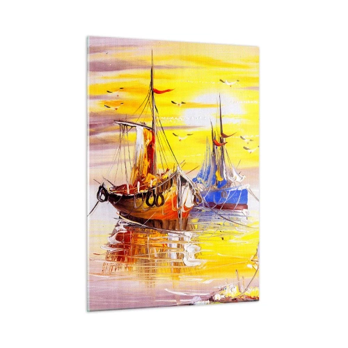Schilderen op glas - Een welverdiende rust in de haven - 50x70 cm