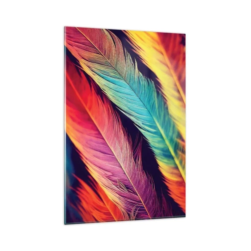 Schilderen op glas - Gevederde regenboog - 80x120 cm